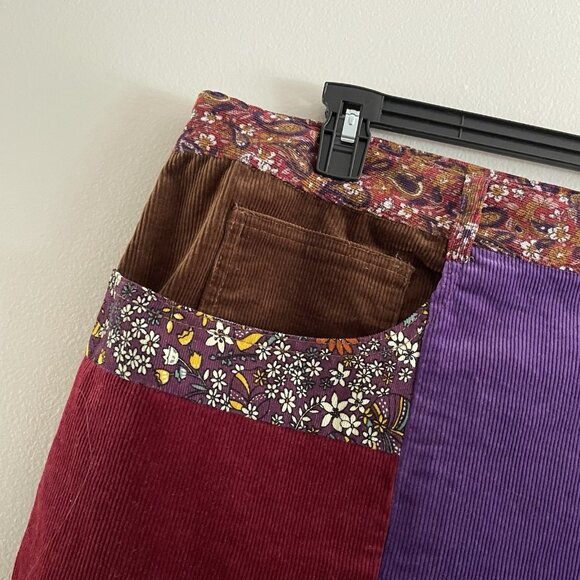 Tunnel Vision Womn 5XL Patchwork Corduroy Y2K 90s Retro 70s High-Rise Flare Pant - Picture 8 of 12